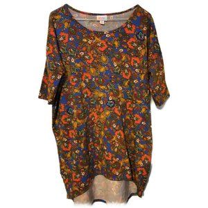 LuLaRoe Women's Simply Comfortable Orange Turquoise Yellow Tunic Top - Size XS